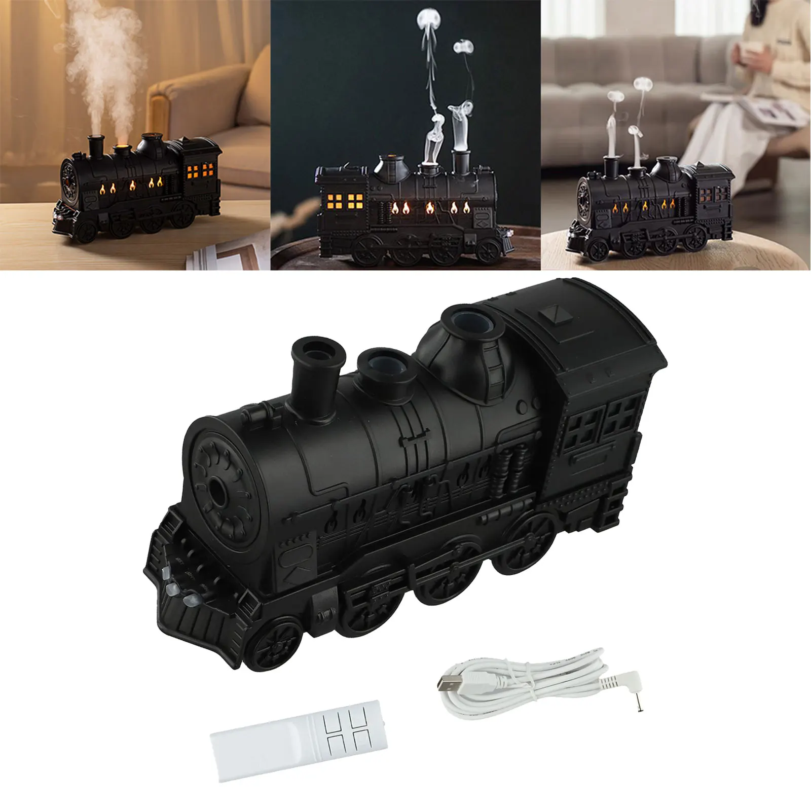 300ML Retro Mini Trein Vorm Essentiële Aromatherapie Olie Diffuser Cool Mist Luchtbevochtiger Met Lamp Aroma Difusor Verstuiver