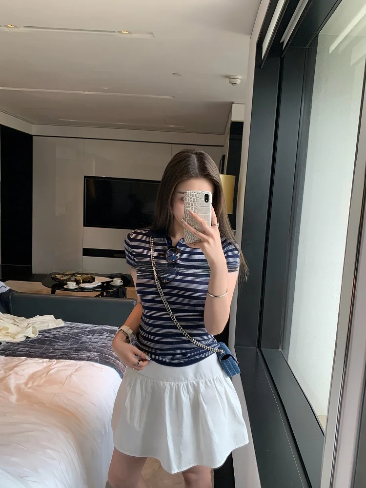 

Женская повседневная хлопковая юбка А-силуэта с высокой талией, белая, весна-лето, Lin2 Yogurt Flower Bud Skirt