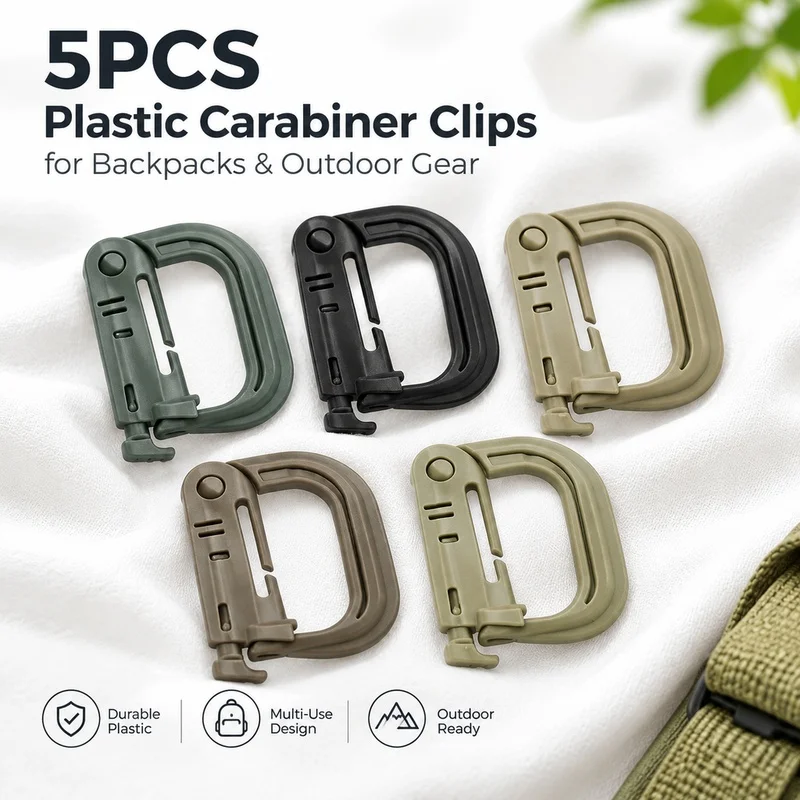 5PC Plasctic Shackle Carabiner D-ring Clip Webbing Backpack Buckle Snap Lock Grimlock Multi Outdoor Hiking Camping Gear Moto bag