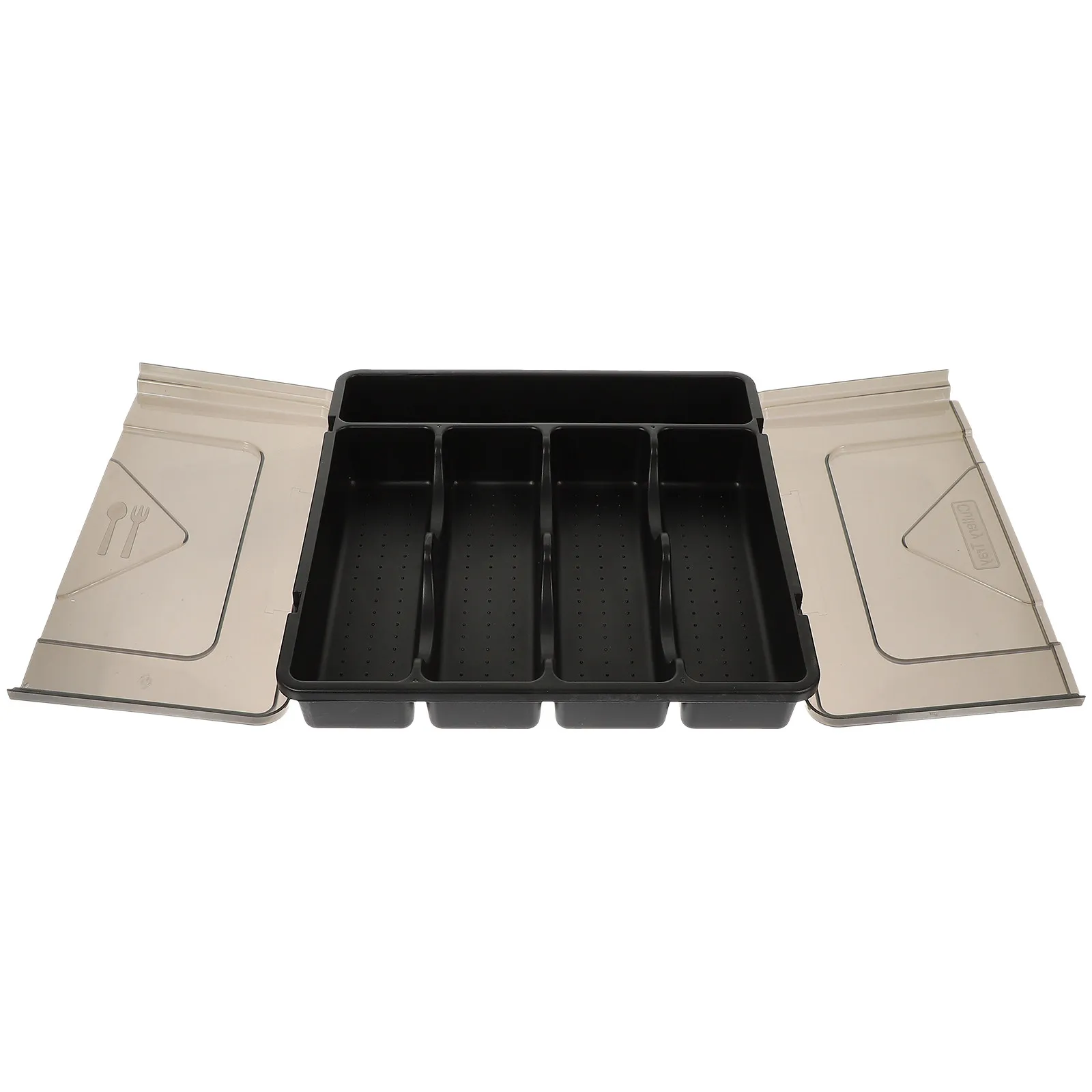 Silverware Organizer Drawer Box Multiple Compartments Lid Kitchen Cutlery Tray Utensil Storage Case Organizer for Fork Spoon