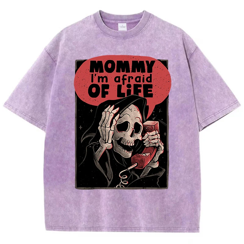 

Manga Mommy I'M Afraid Of Life Print Women T Shirt Summer Breathable T-shirt Street Cotton Loose Clothes Casual Sport Streetwear