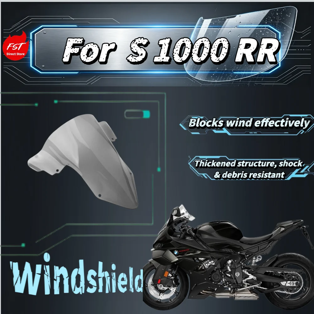 

For S1000RR Motorcycle, Heightened racing windshield, front wind screen glass, aerodynamic fairing wind deflector