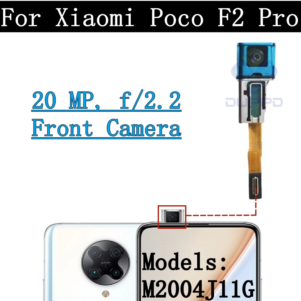 Original Rear and Front Camera Module, Flex Cable for Xiaomi Poco F2 Pro Selfie, Small Facing Main Back Camera Lens