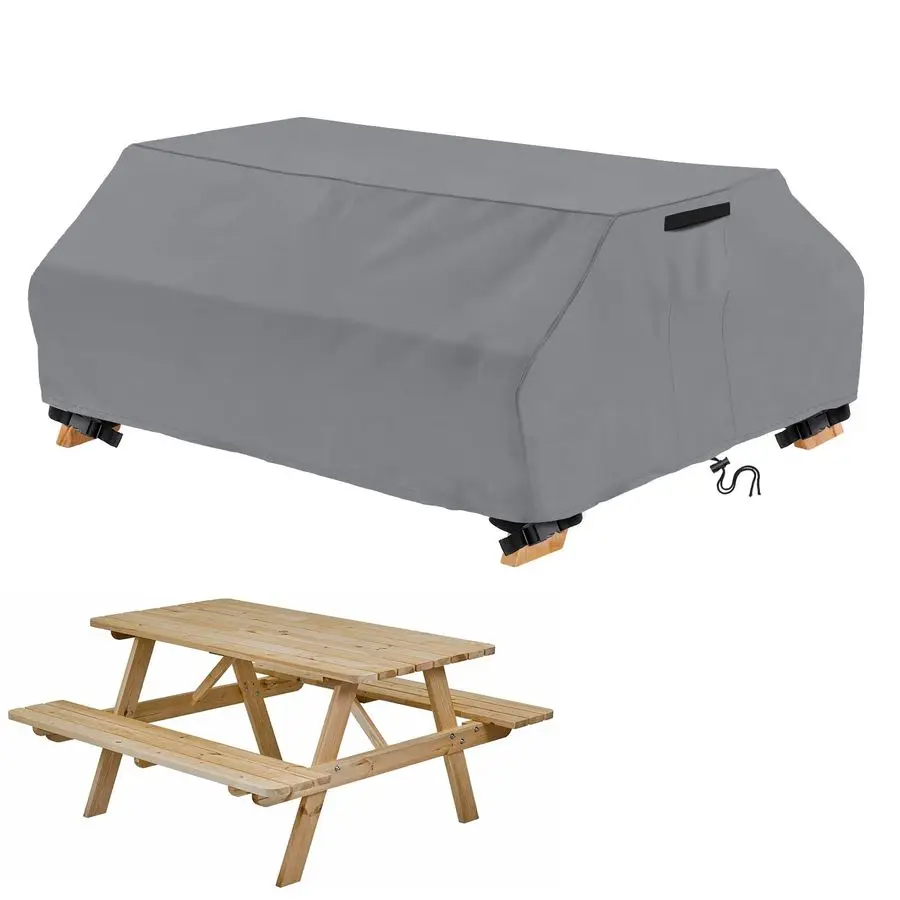 

Waterproof Picnic Table Cover Outdoor Patio Bench Covers for 6 ft Picnic Table Bench Set Windproof 70 72 Inch,Grey