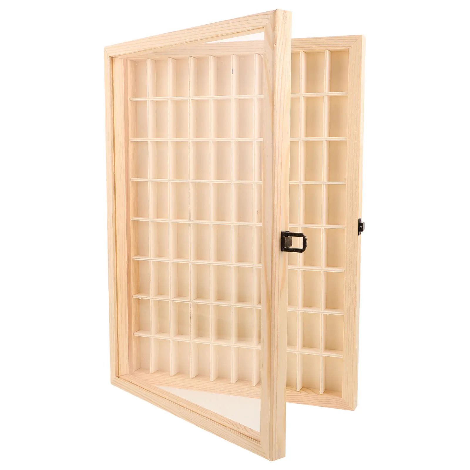 

1pc 80-Slot Bead Jewelry Organizer Box Crystal Collector Box Wooden Specimen Case With Compartments Rock Mineral Display Box