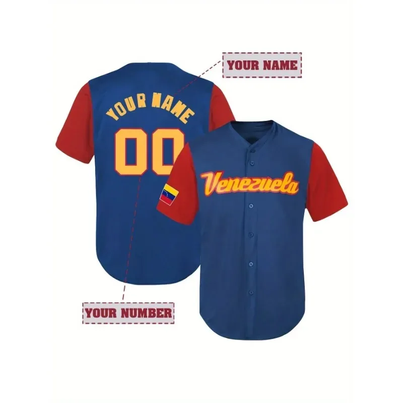 Custom Venezuela Baseball T-Shirt for Men Women ,Short Sleeve Shirts Personalized Embroidered Name and Number