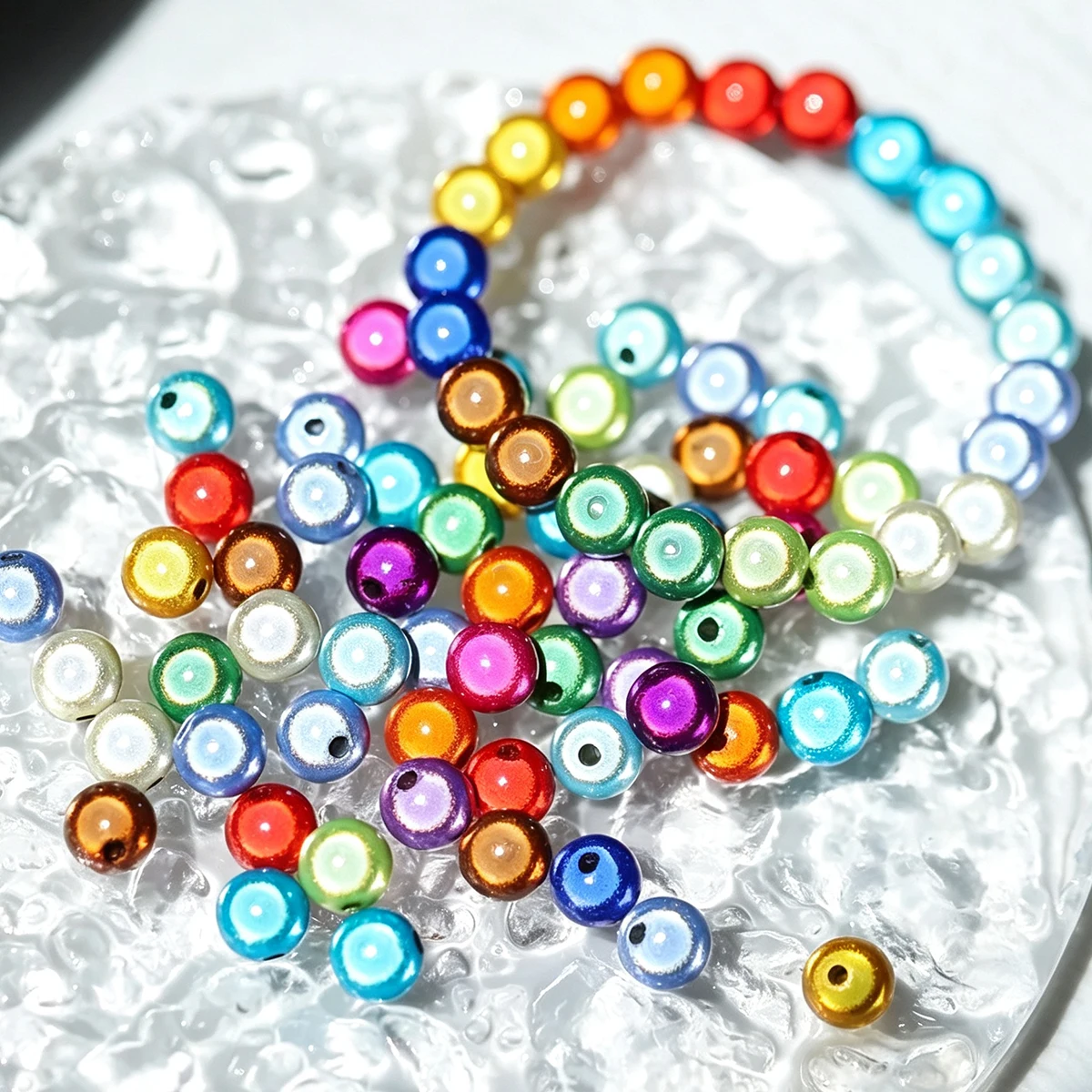 20-200 Stück bunte runde Acrylperlen, lose Laser-Spacer-Perlen für die Schmuckherstellung, DIY-Armband, Ohrringe, Halskettenzubehör, 4-12 mm