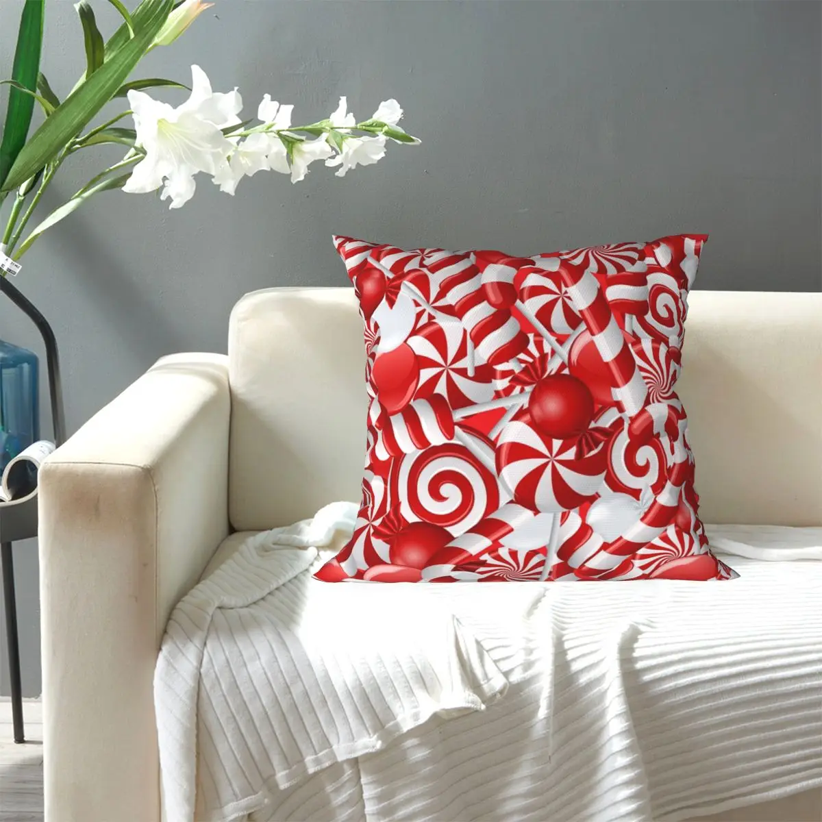 Peppermint Candy Square Pillowcase Pillow Cover Cushion Decor Comfort Throw Pillow for Home Car