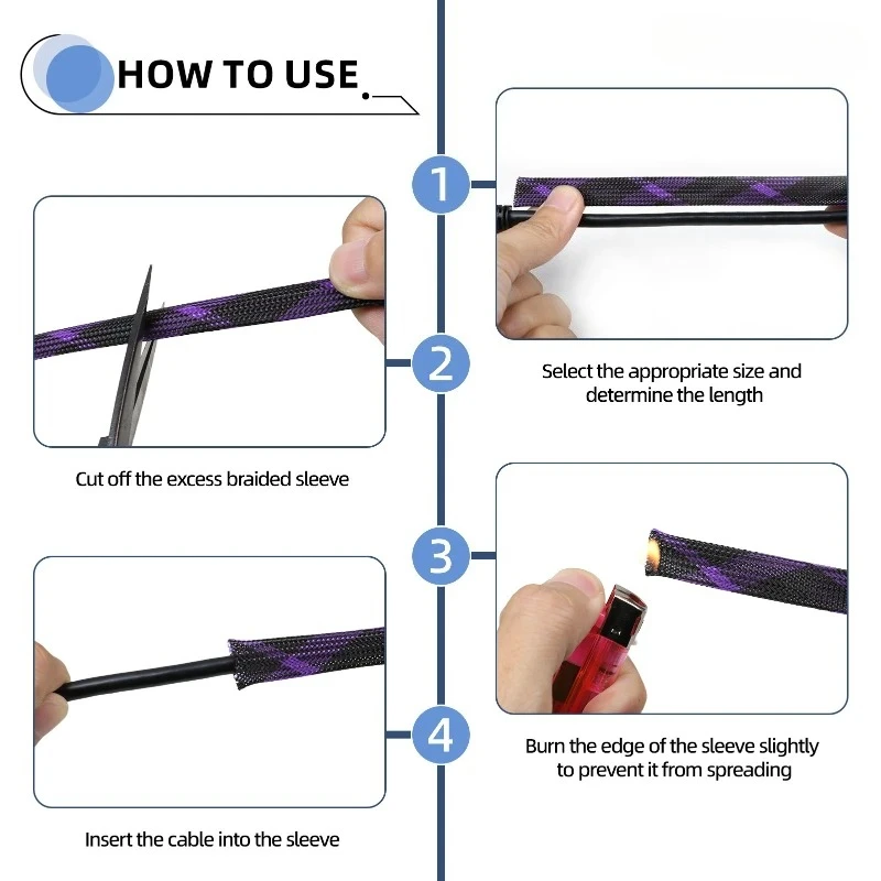Abrasion & Heat Resistant PET Braided Sleeving 2-30mm Flexible Wire Loom for Auto & Electrical Cable Protection 1-20M Length