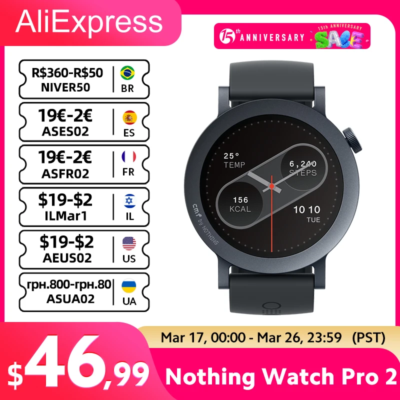 Global Version Nothing CMF Smart Watch Pro 2 1.32”AMOLED 100+watchfaces Bluetooth calls with AI noise reduction multi-system GPS