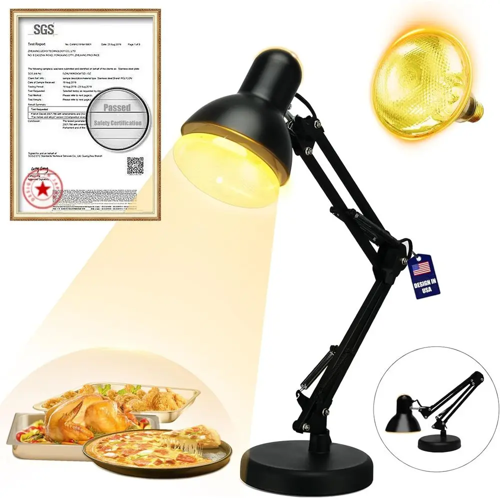 Lampada Riscaldante Portatile - [Design Pieghevole] [Riscaldamento Rapido in 3 Secondi] Luce Riscaldante, Lampada Commerciale o per Catering, Luce Riscaldante per Ristorazione