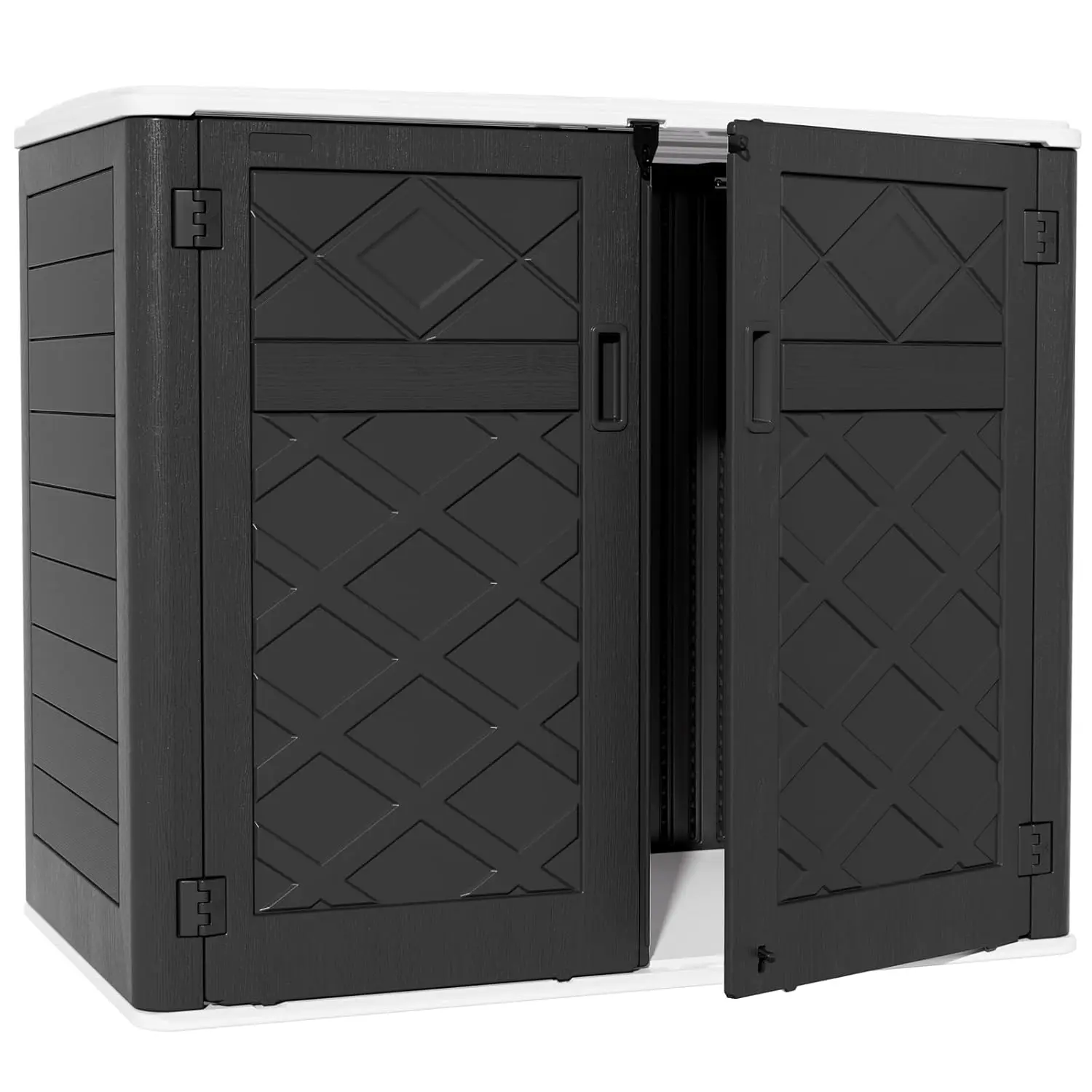 

Large Resin Outdoor Storage Shed Patio Garden Tools Trash Accessories Lockable Horizontal Durable 48 Cu Ft Box, Custom