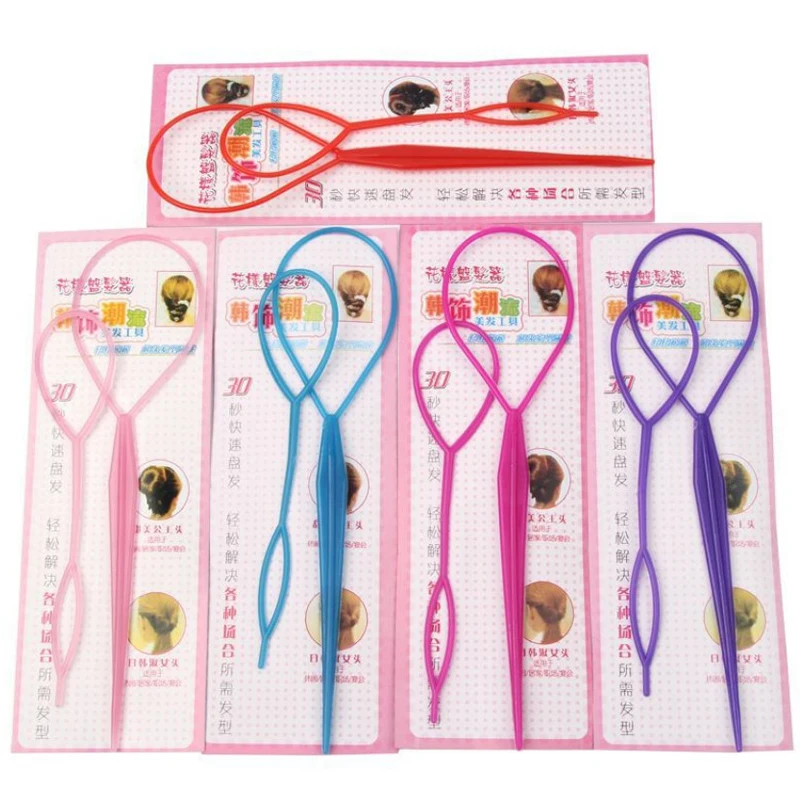 

1Sets Ponytail Creator Plastic Loop Styling Tools Salon Black Pony Topsy Tail Clip Hair Braids Maker Tools
