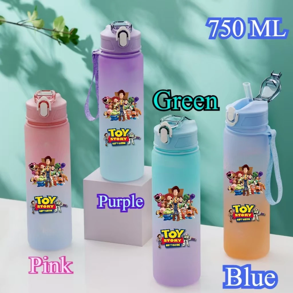 750ML Disney Toy Story Buzz Woody Gradient Color Water Cup Bottle Drinking Cup Large Capacity Outdoor Sports Drinking Bottle