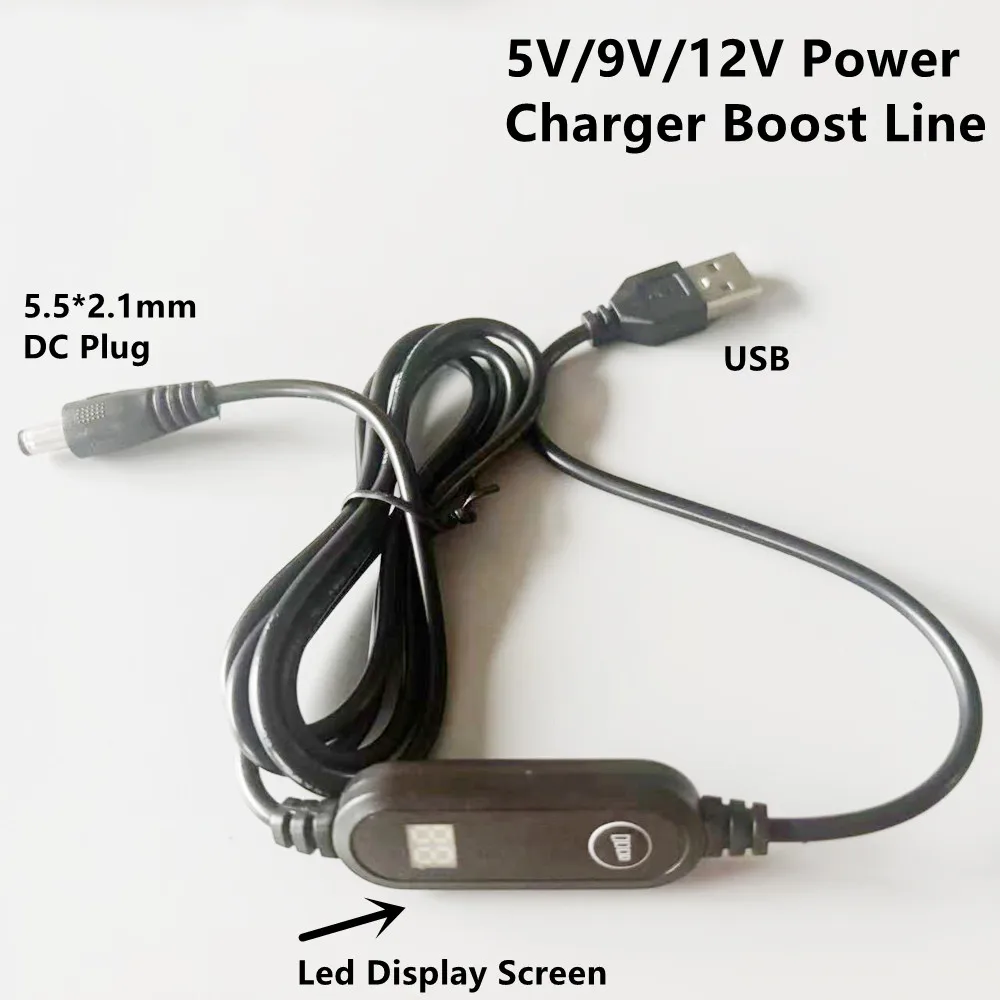5V 9V 12V Adjustable Voltage PD Charging Cable With Led Display Screen USB To DC Power Boost Cord For Router Cameras
