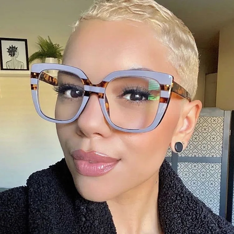 Mode Luxusmarke großen Rahmen Regenbogen übergroße quadratische Lesebrille Rahmen Frauen Brillen Presbyopie Brillen – Detail 8