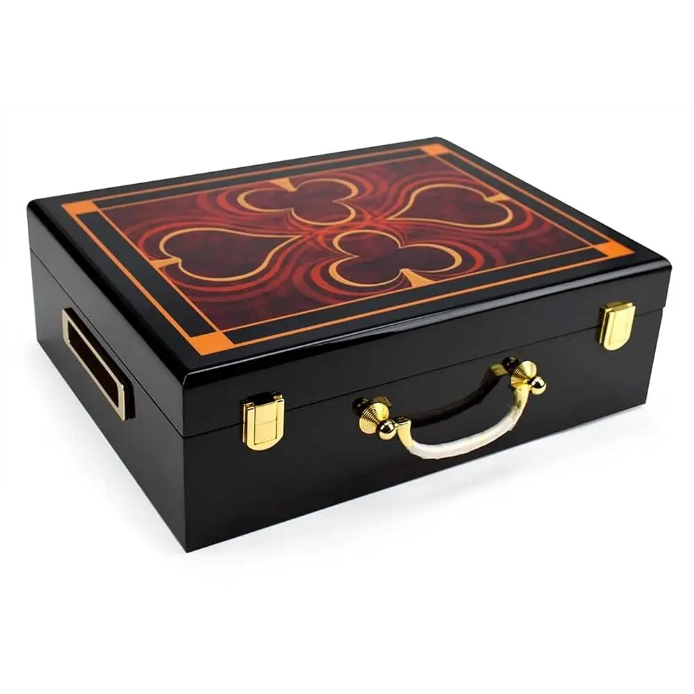 

Free ShippingWooden Poker Chip Case, Suit Symbol Design, High Gloss, Holds 500 Chips