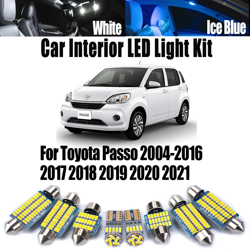 

Canbus Car LED Interior Map Dome Light Kit For Toyota Passo 2004-2016 2017 2018 2019 2020 2021 License Plate Trunk Ceiling Bulbs