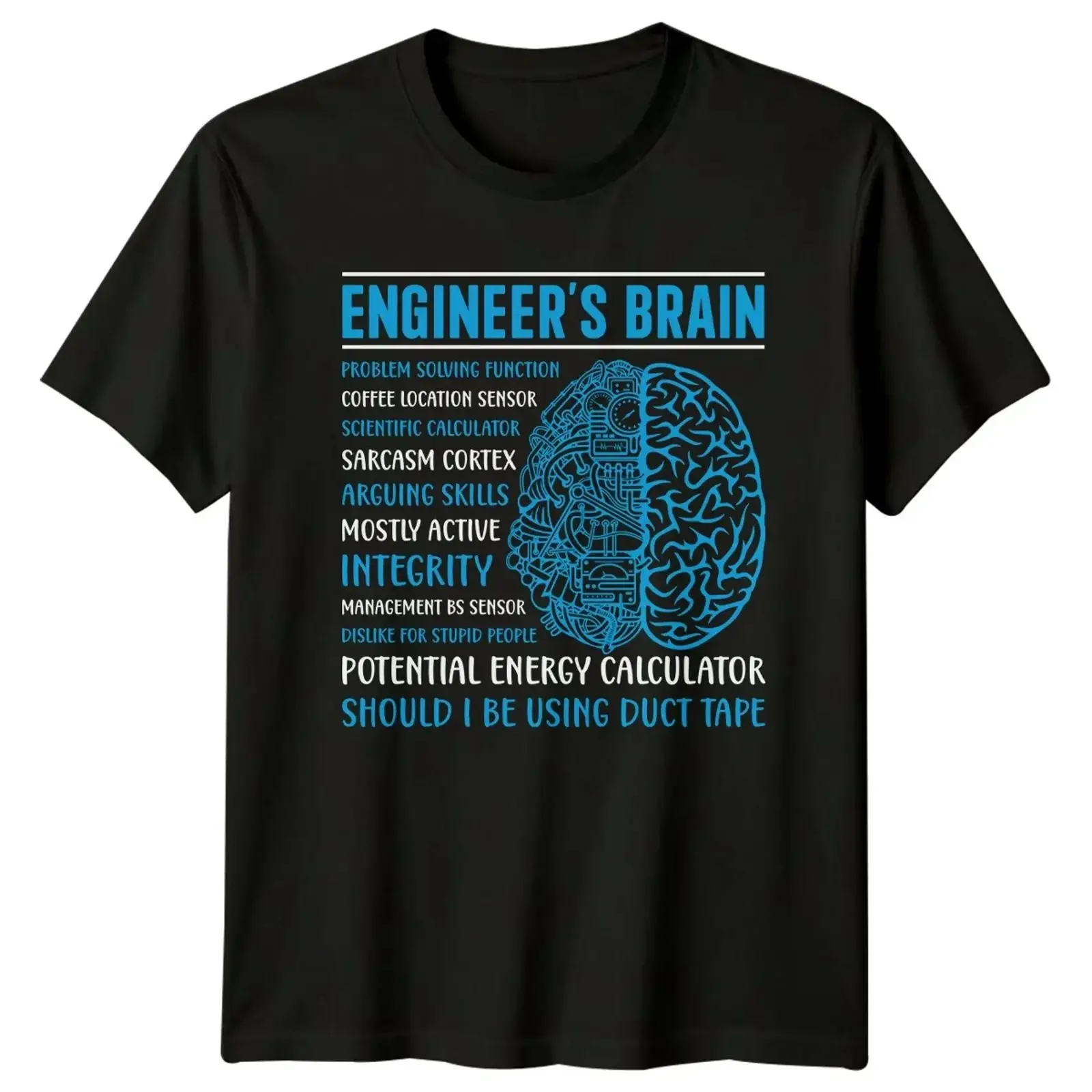 Engineers brain problem solving function T shirt mechanical engineering vintage Washed Breathable Comfortable streetwear