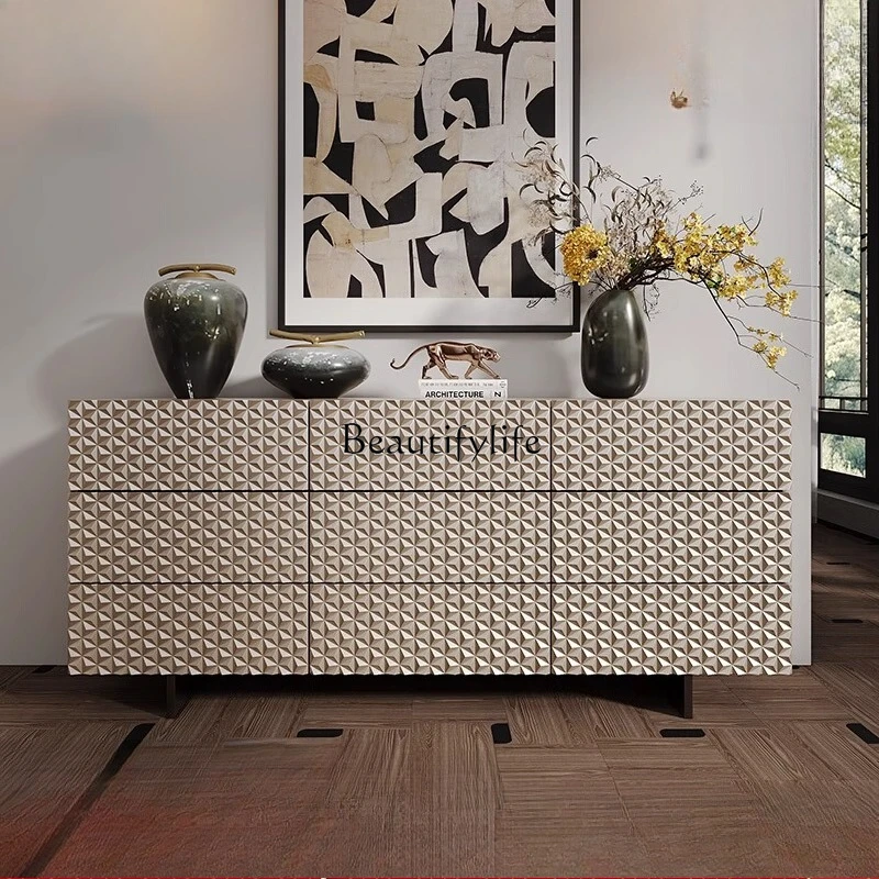 

03.American light luxury solid wood home living room wall locker modern simple storage cabinet bedroom bedside cabinet