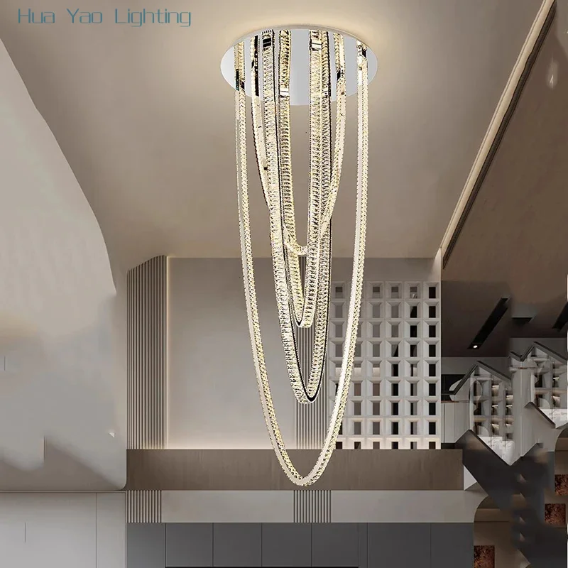 Modern home decoration crystal chandelier, stair Pendant lamp, living room Pendant lights, interior lighting