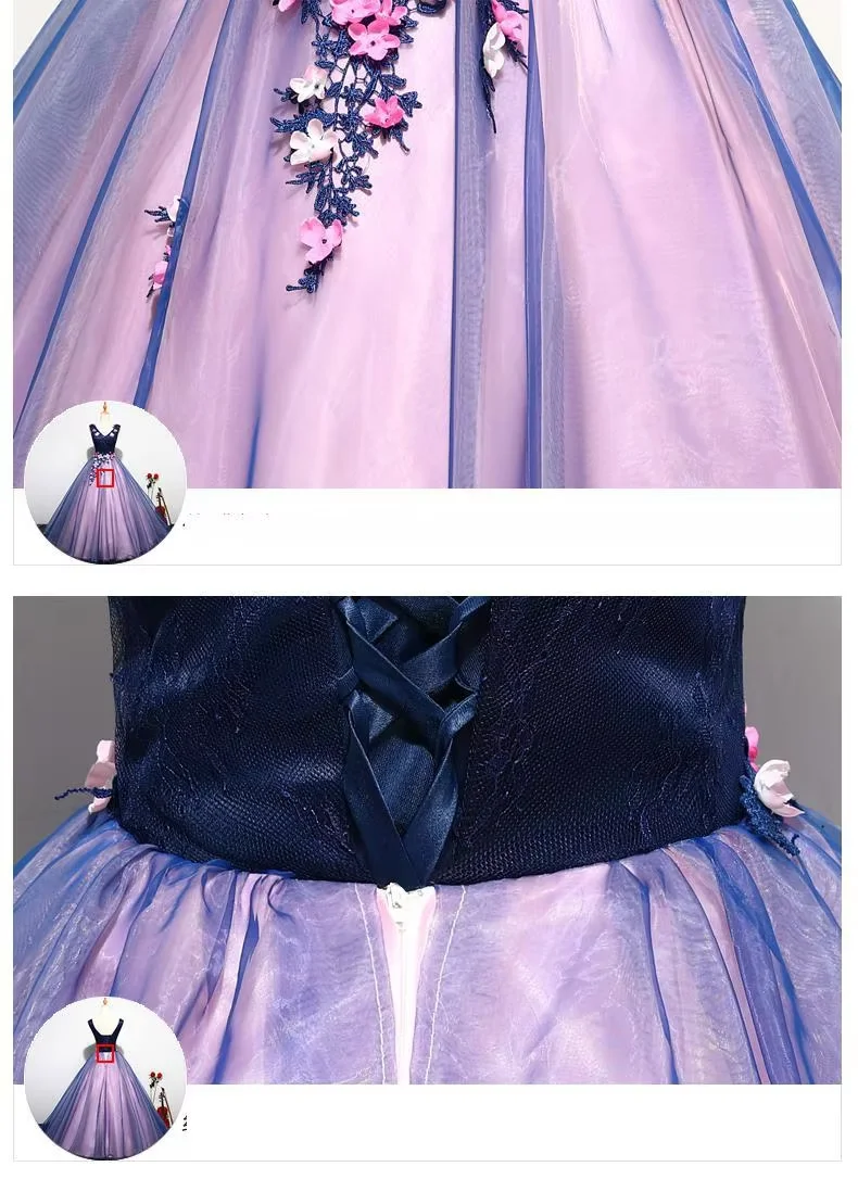 빈티지 Tulle 볼 가운 Quinceanera 드레스 v 넥 진주와 매력적인 꽃 Vestidos De 15 Anos Princess Sweet 16 Dress