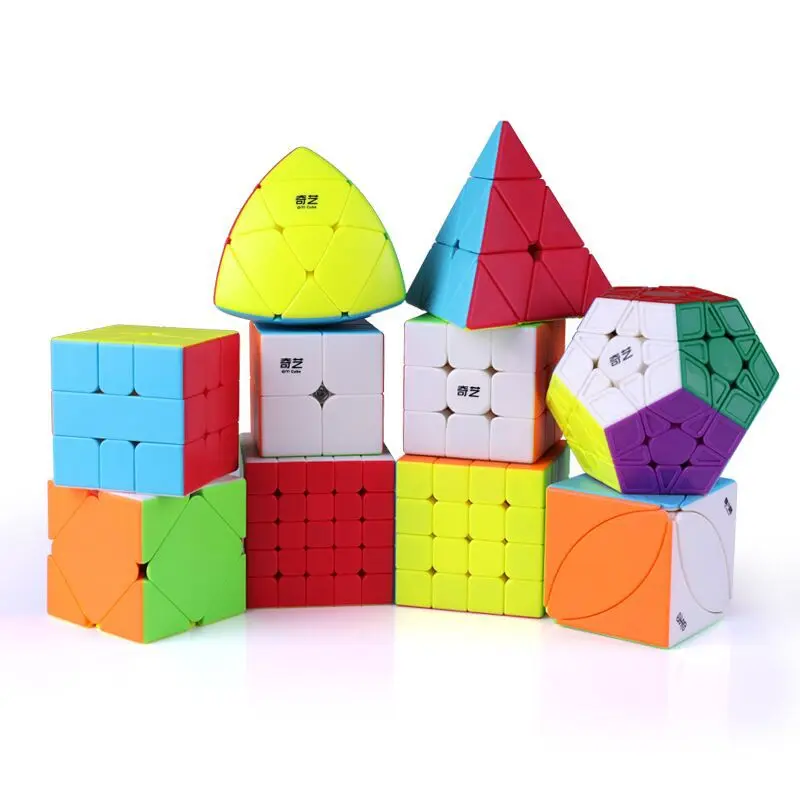 10pcs/set Cube Set QiYi Stickerless Magic Cube 2x2 3x3 4x4 5x5 Pyramid Speed Cube Educational Cubo Magico Toy For Children