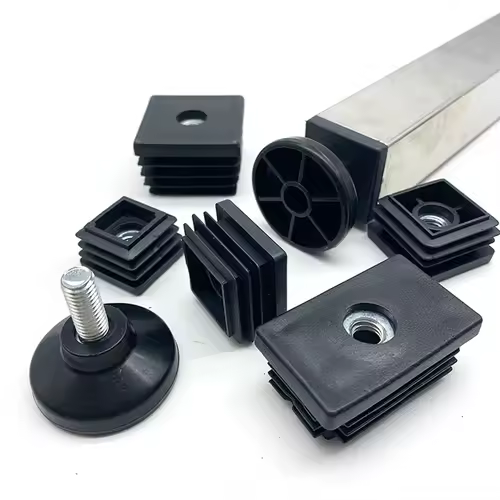 4Pcs Adjustable Furniture Feet And Square/Rectangular Tube Plug With Nuts Black Sofa Chair Table Leveler Legs For Furniture - Image 3