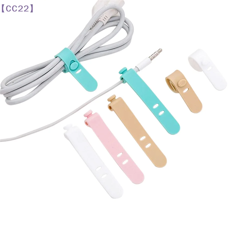 （CC22）Silicone Data Cable Organizer Headphone Cord Finishing Buckle Wrap Tie Strap