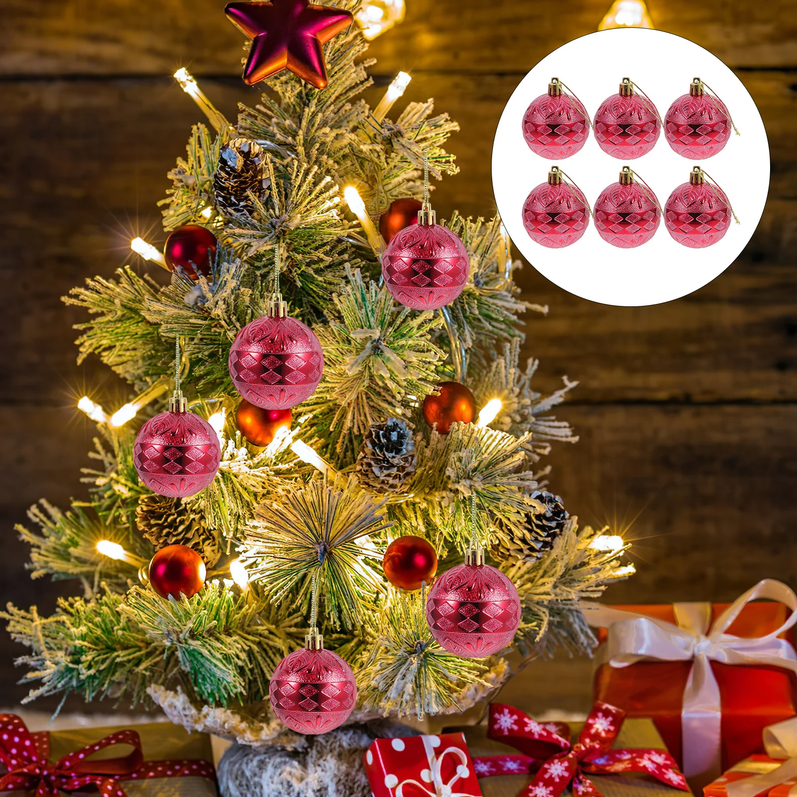 

6Pcs Xmas Party Decorations Christmas Tree Balls Festive Holiday Atmosphere Easy Install Remove Christmas Tree Hanging Ornaments