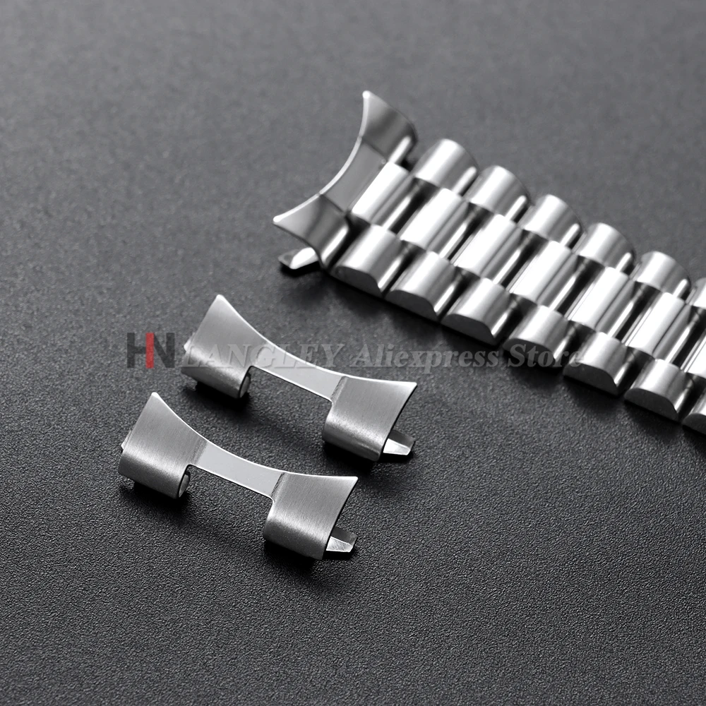 Curved End Link Straps Metal Adapter for Seiko for Oyster 12/14/16/18/19/20/22/24mm Stainless Steel Connectors Accessories 2pcs image 4