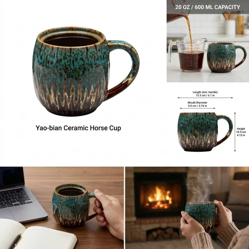 20oz Large Coffee Mug - Unique Handcrafted Look Ceramic Cup, Large Tea Mug, Microwave & Dishwasher Safe (red) 5