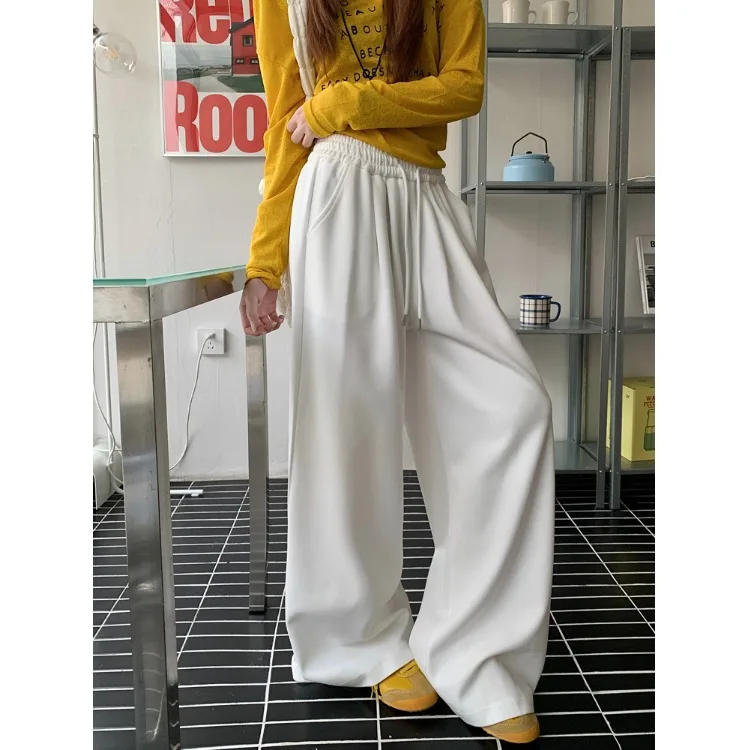 Korean Sle High Waist Wide Leg Casual Pants Women's Loose Fit Drapey Lazy Sle Autumn 2025 New Straight Cut Slimming Long ...