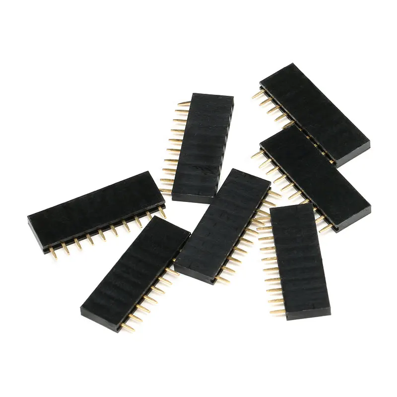 2~40P 2.54mm Pitch Single Row Female PCB socket Board Pin Header Connector Strip Pinheader 2/3/4/6/10/12/16/20/40Pin For Arduino