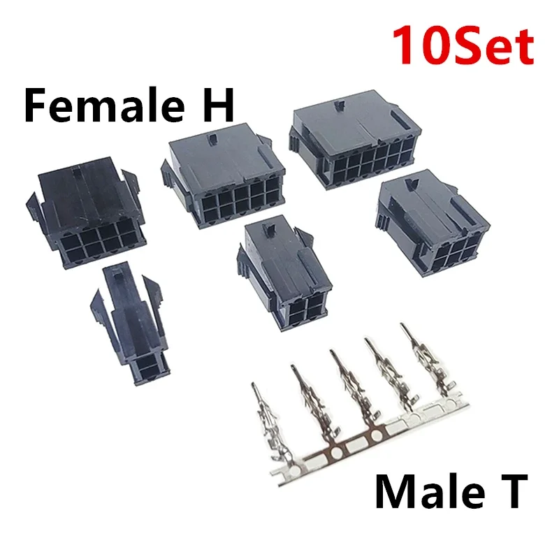 10Set Molex 3.0mm Plug-in Male Female Housing Terminals Connector   2*1/2/3/4/5/6/7/8/9/10/11/12P MX3.0mm Double Row Connector