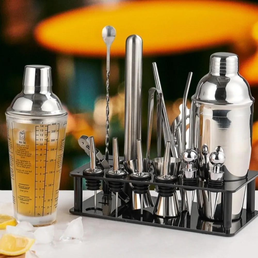 6Pcs/Set Stainless Steel Cocktail Wobble Cup Transparent Scale Convenient Measuring Jigger Portable Sealed Wine Mixing Bottle