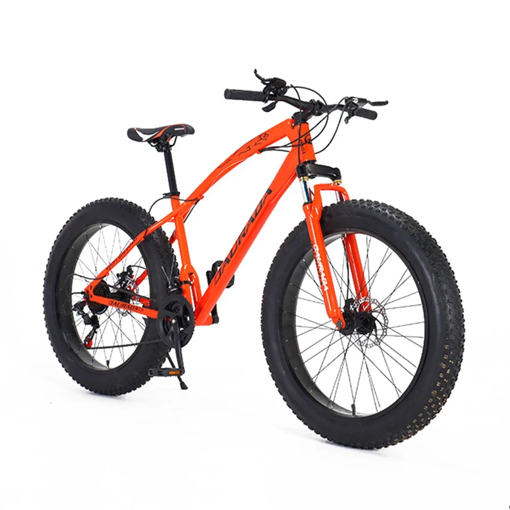 

26 Inch 21 Speed Bicycle Snow Beach Off-Road Bike Shock Absorption Widened Tire Dual Disc Brake Spring Fork Carbon Steel