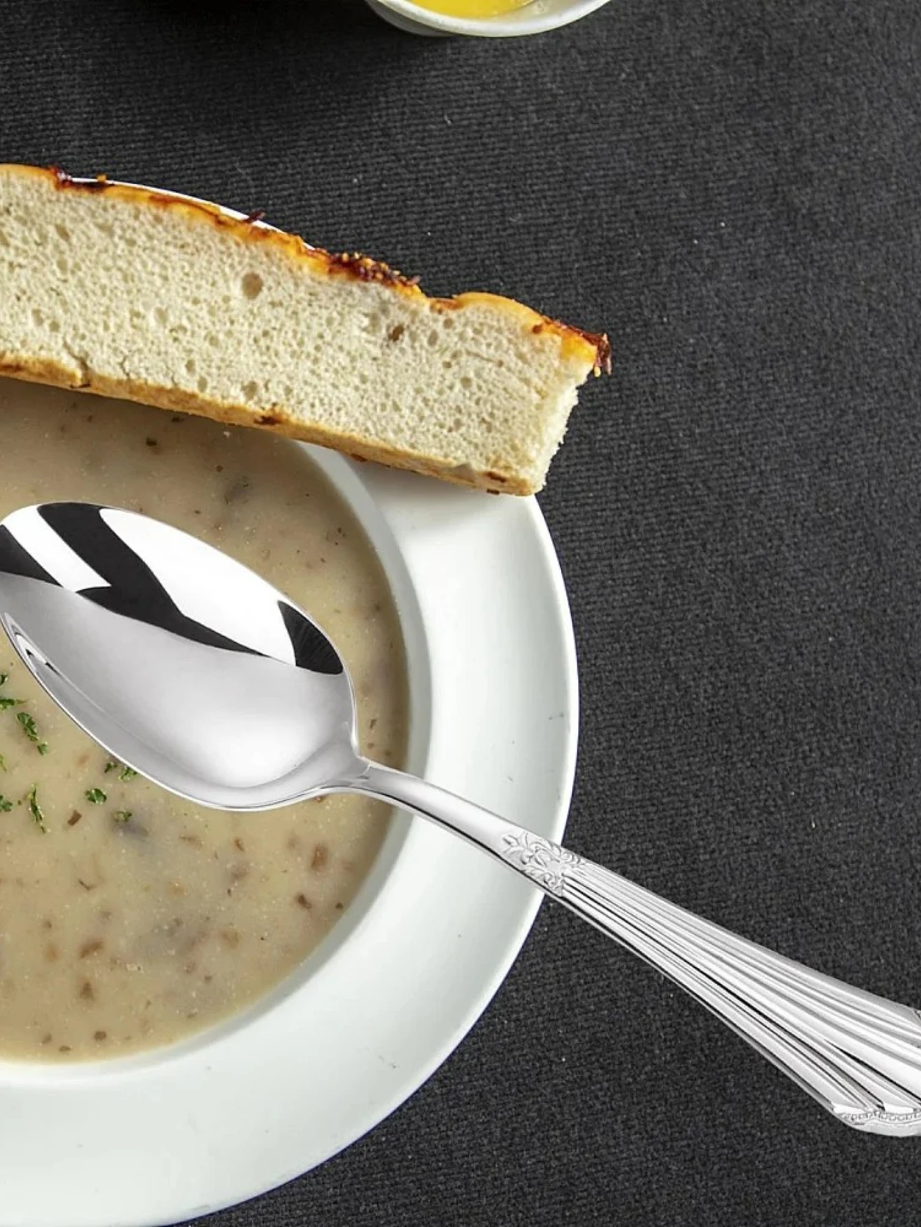 طقم ملاعق عشاء لامعة مطلية بالذهب فاخرة من الفولاذ المقاوم للصدأ ملعقة طاولة كبيرة جدًا 4 قطع