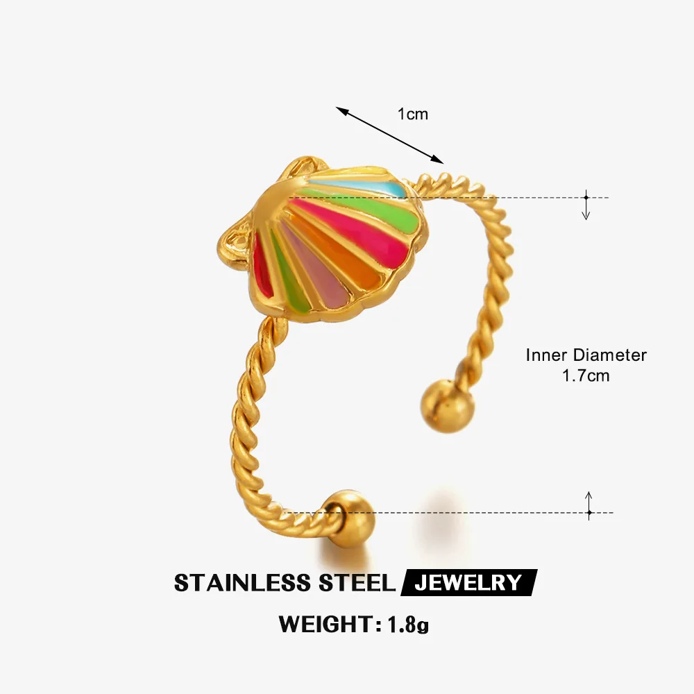 Cute Exquisite Colored Enamel Ring Girl Fashion Jewelry Sweet Dripping Oil Stainless Steel Opening Rings Кольца Женск