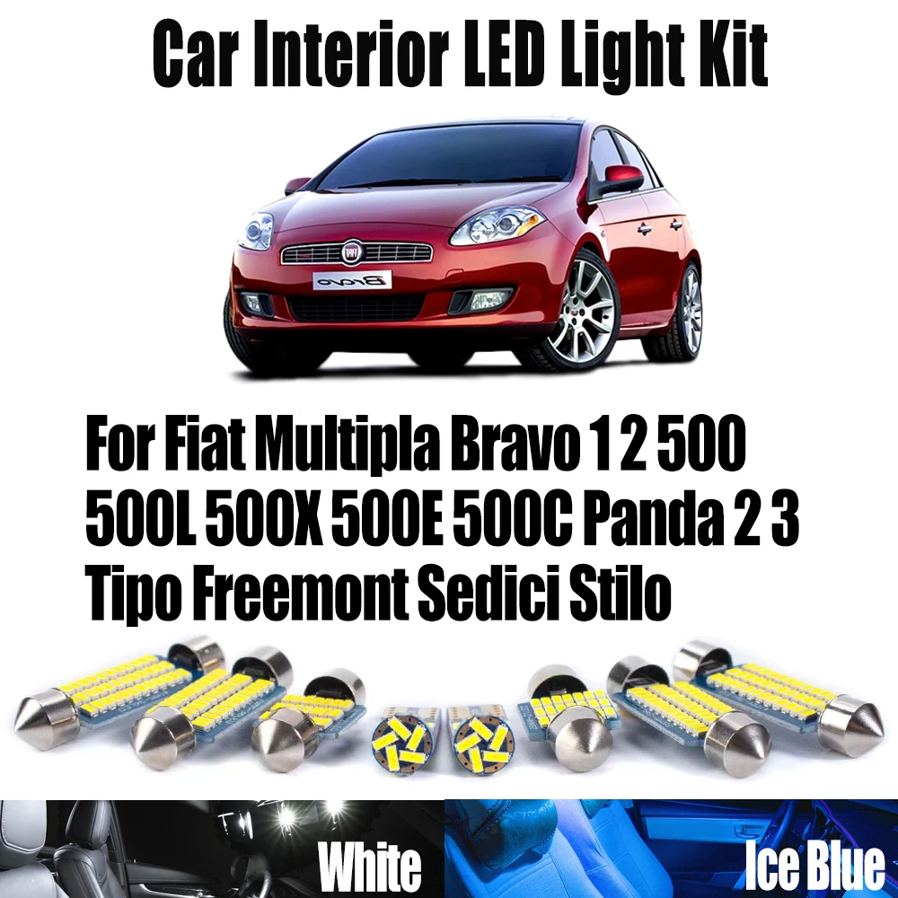 For Fiat Multipla Bravo 1 2 500 500L 500X 500E 500C Panda 2 3 Tipo Freemont Sedici Stilo Car Bulbs Interior LED Reading Light
