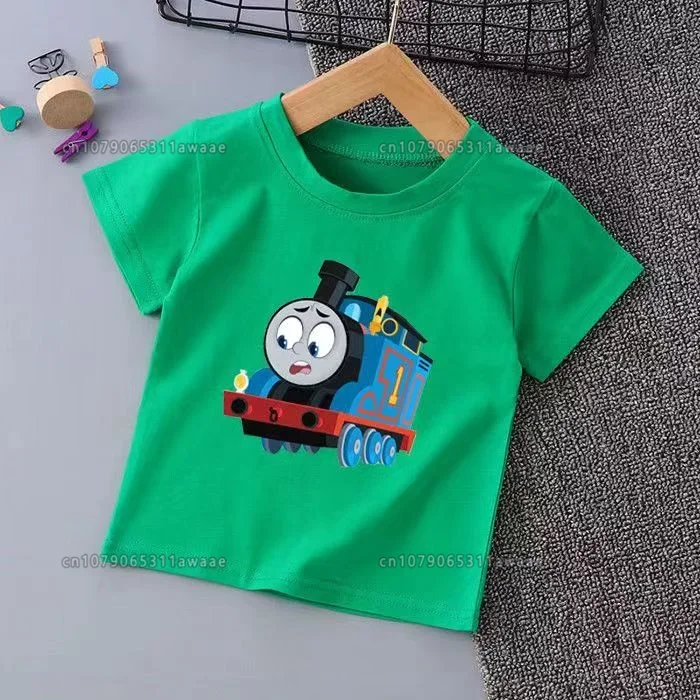 100% Cotton Child\'s Clothing Cartoon Train Print Children T-shirt Boys Girls High Quality T Shirt Kids Tee Summer Casual Tops