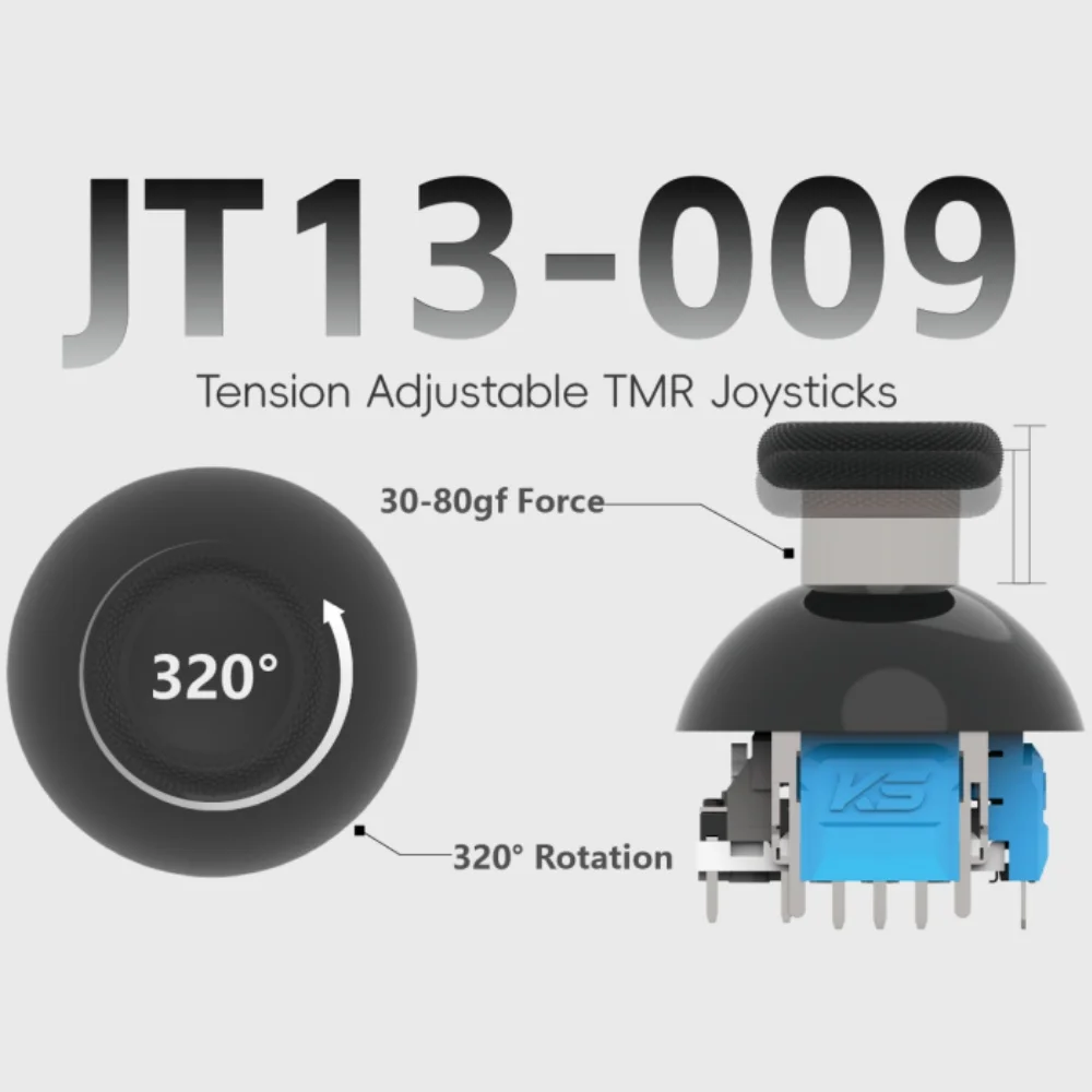 K-SILVER JT13-009 320 °   Regulowany naciąg joysticka magnetycznego TMR do PS5, siła 30-80gf, moduł naprawczy joysticka zapobiegający dryfowaniu. — zdjęcie produktu 3