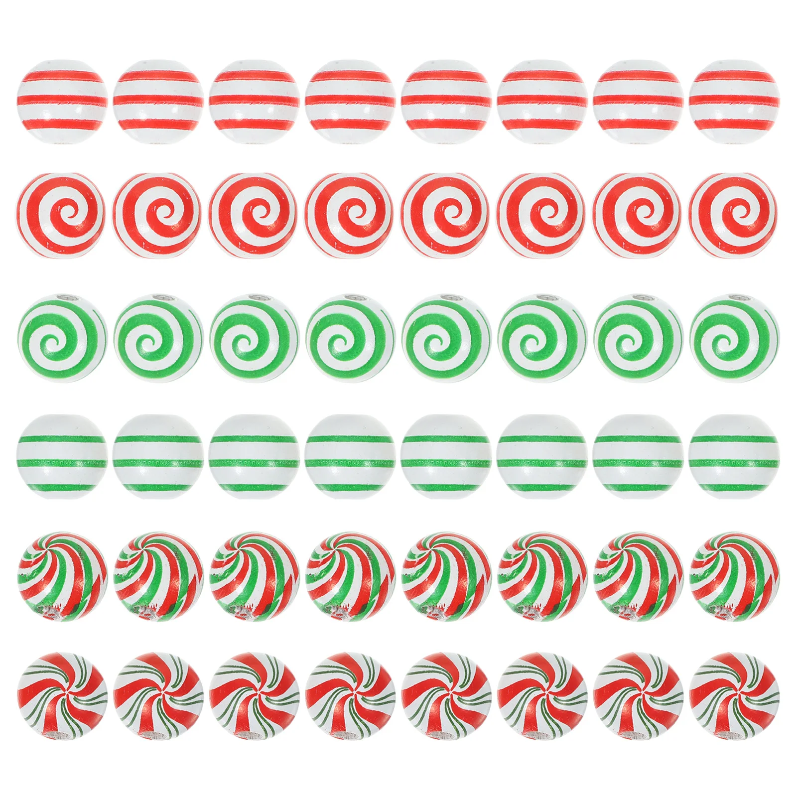 

60pcs Wooden Beads 16mm Christmas C y Stripes Colorful Smooth Surface Diy Jewelry Accessories Crafts Decoration