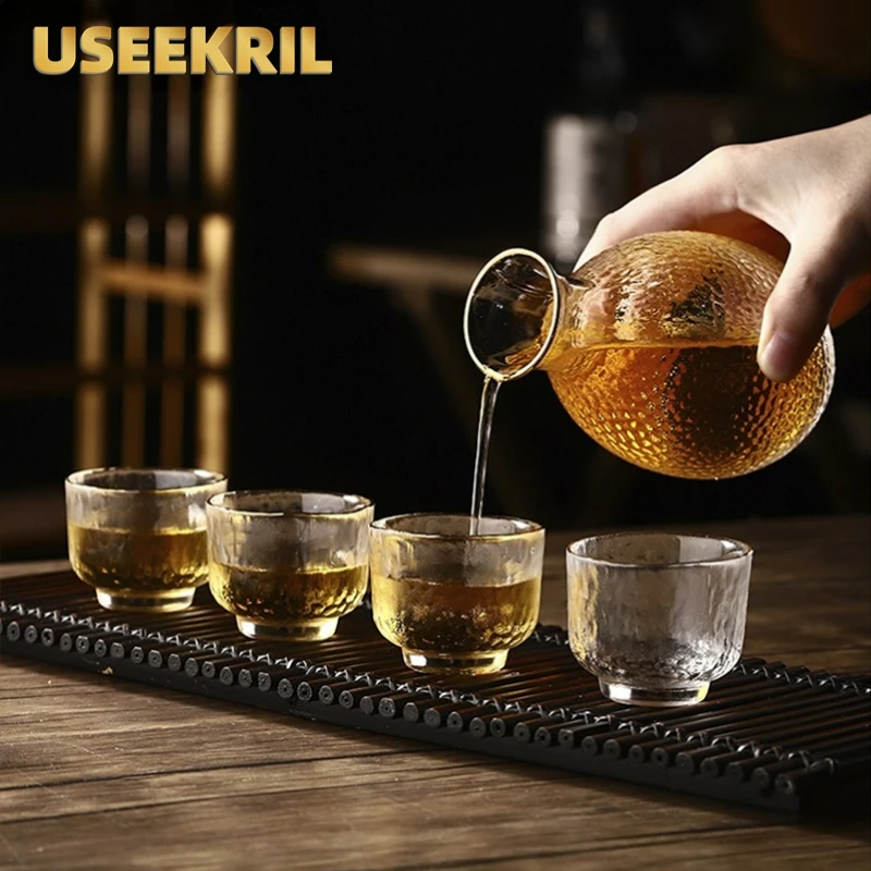 Creative Sake Glasses Cup Set Japanese Style Shot Glasses Transparent Tea Cups Wine Accessories Professional Shot Cup Set