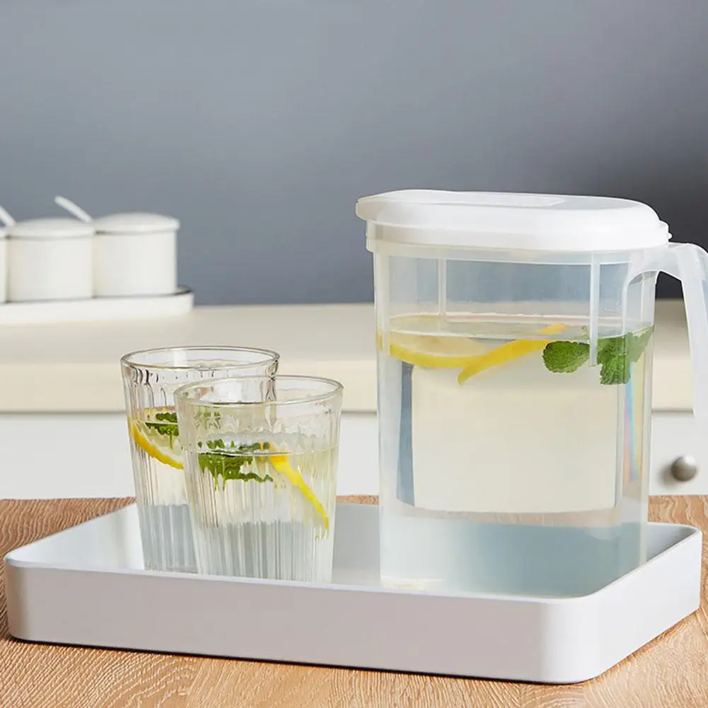 1.8L Carafes مزيج المشروبات إبريق ماء خالي من مادة BPA صديقة للبيئة إبريق بلاستيكي مع غطاء مقاوم للانسكاب مع مقبض لعصير الليمون الساخن/البارد