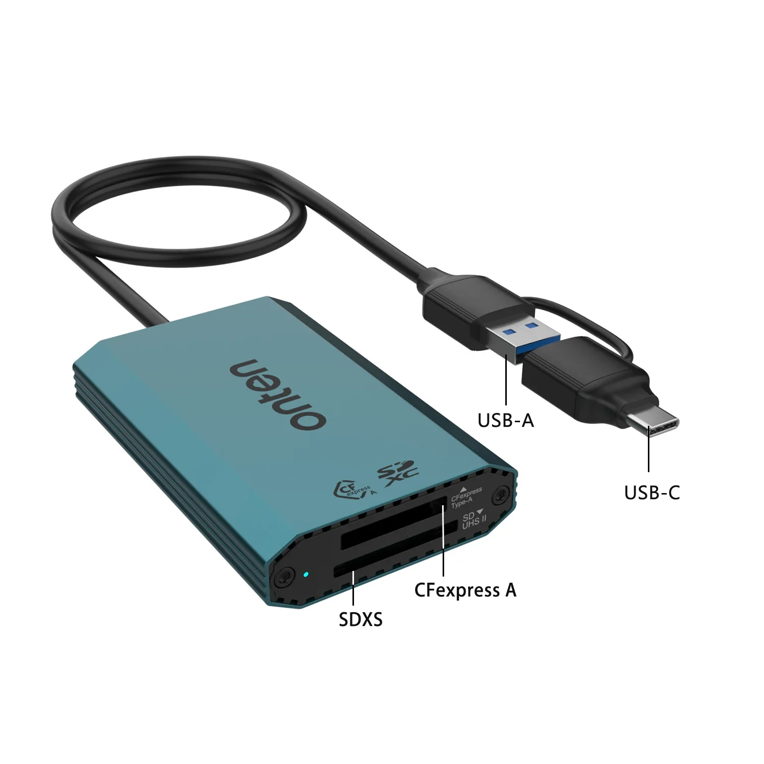 Op OTN-P3 2 In 2 (Usb C & Usb A) 10G Hub Usb 3.2 Gen 2 10Gbps Cfexpress A En Sdxs Kaartlezer