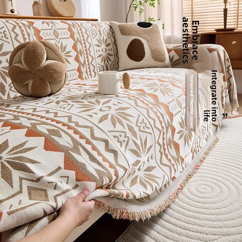 Ethnic style retro country American chenille new anti-cat scratch sofa cover sofa cover sofa cover household goods