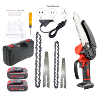 21V Mini Chainsaw 4 inch 6 inch Portable Chainsaw with Security Lock 2 Chains Rechargeable Battery Operated Electric Chainsaw