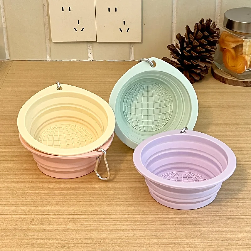 Pet Folding Bowl Silicone Anti-Choking Slow Feeder Outdoor Travel Licking Bowl Cat and Dog Food Utensils Cat and Dog Water
