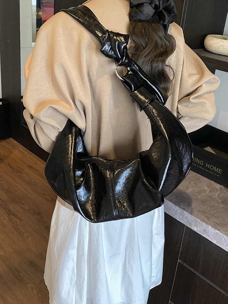 

Personalized Pleated Design Women Messenger Bags New Large Capacity PU Leather One Shoulder Bags Casual Texture Crossbdy Bag